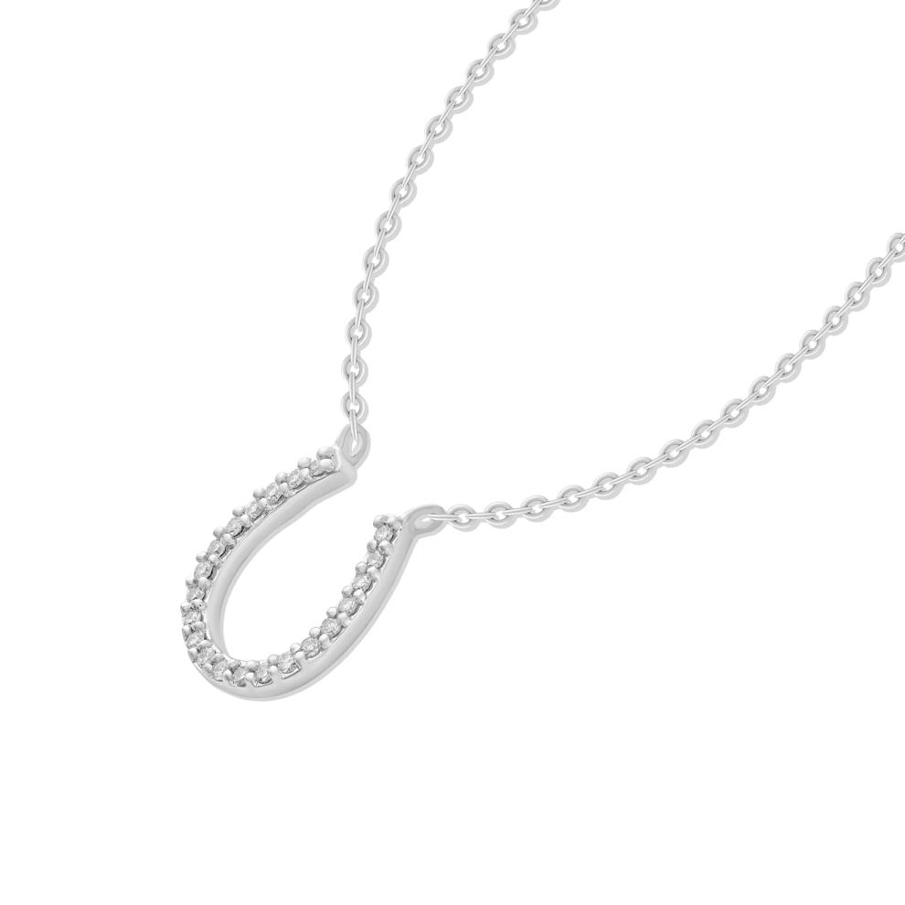 Diamond Horseshoe Pendant in Sterling Silver (1/10 ct. tw.) – Image 4 of 4