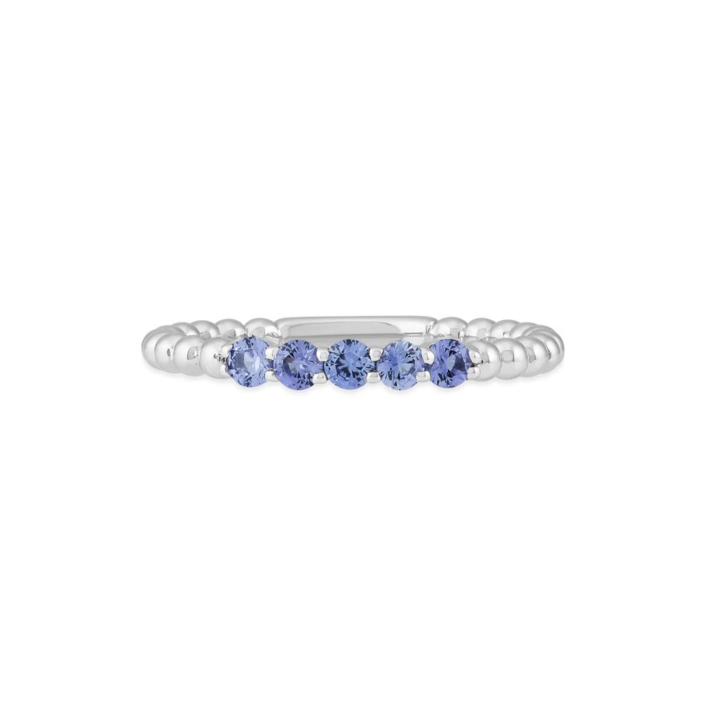 Lab-Created Blue Sapphire Five-Stone Beaded Stack Band Ring in Sterling Silver – Image 1 of 4