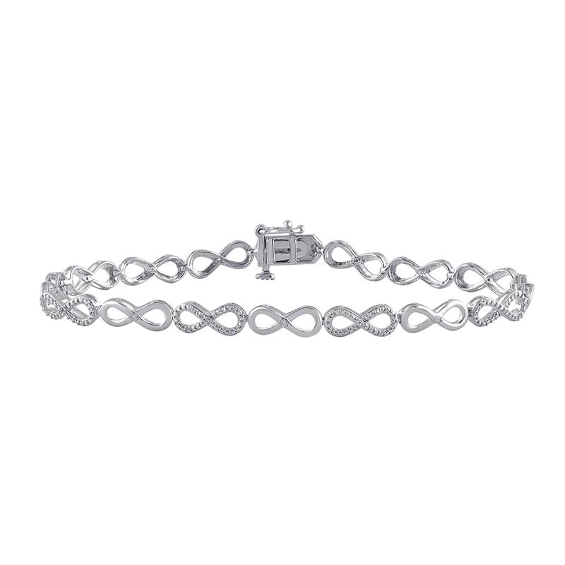Diamond Infinity Bracelet in Sterling Silver &#40;1/10 ct. tw.&#41; – Image 1 of 2