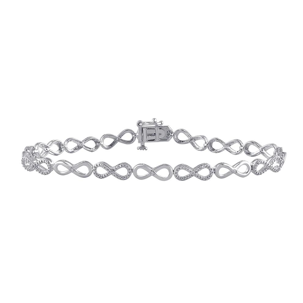 Diamond Infinity Bracelet in Sterling Silver (1/10 ct. tw.) – Image 1 of 2