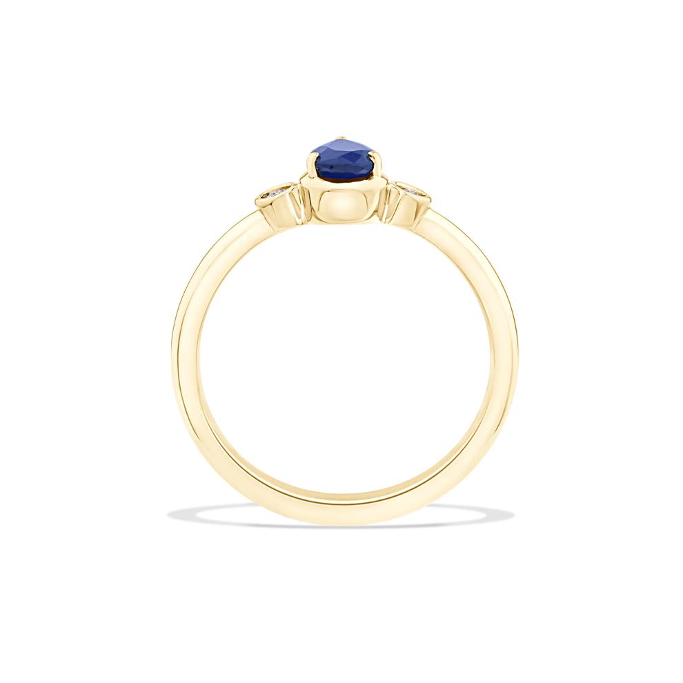 Blue Sapphire &amp; Diamond Accent Ring in 10K Yellow Gold – Image 3 of 4