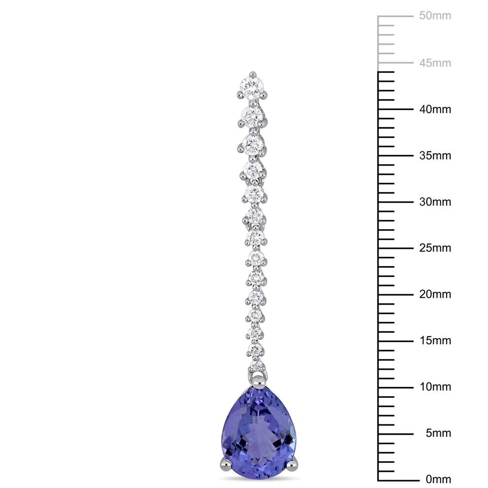 Pear-Shaped Tanzanite &amp; Diamond Drop Earrings in 14K White Gold (3/4 ct. tw.) – Image 3 of 3