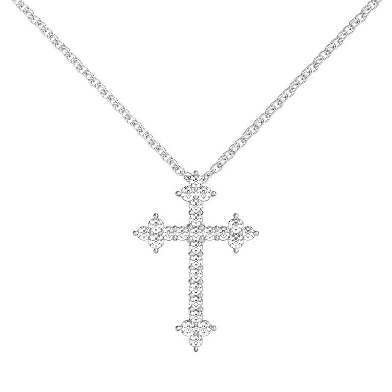 1/2 ct. tw. Diamond Cross Pendant in 10K White Gold – Image 1 of 1