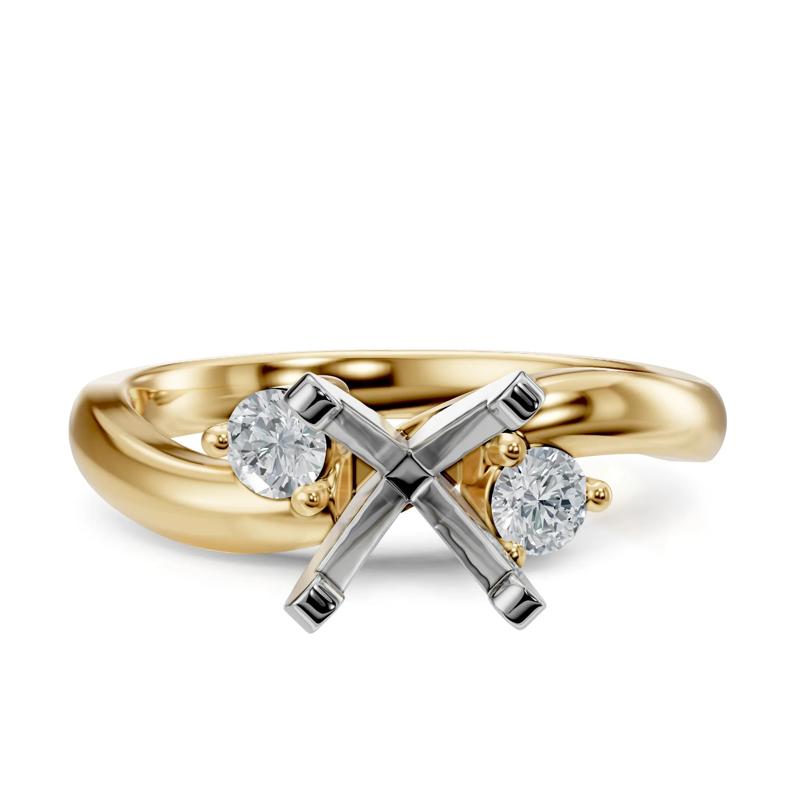 Diamond Semi-Mount Engagement Ring in 14K White and Yellow Gold &#40;1/5 ct. tw.&#41; – Image 2 of 6