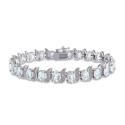Aquamarine & Diamond Bracelet in Sterling Silver
