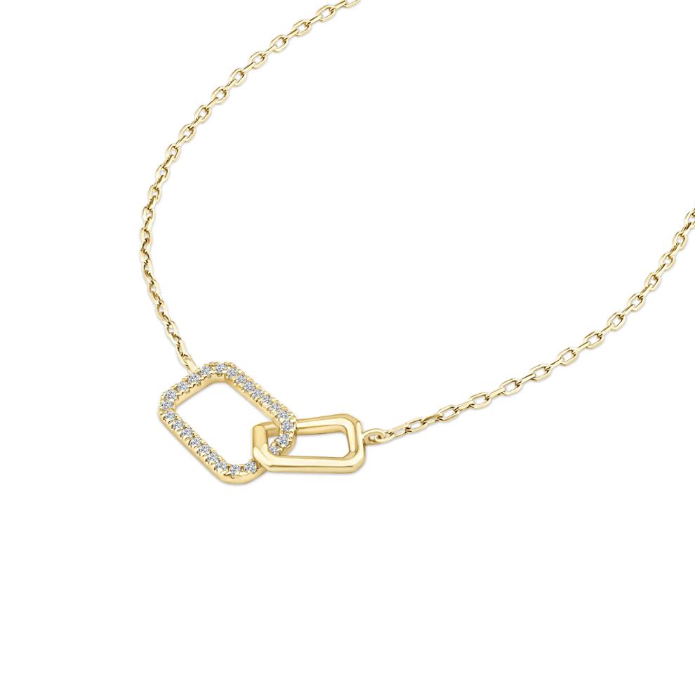 Diamond Interlocking Rectangle Pendant Necklace in 10K Yellow Gold (1/8 ct. tw.) – Image 2 of 4