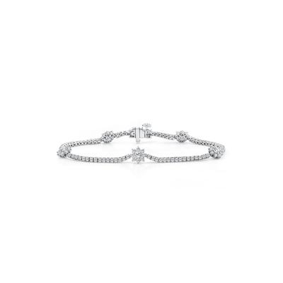 Lab Grown Diamond Starburst Cluster Line Bracelet in 14K White Gold (3 ct. tw.)