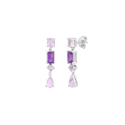 Shades of Amethyst Drop Earrings in Sterling Silver