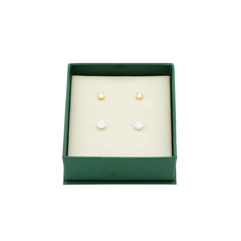 Lab Grown Diamond and Lab-Created Opal Stud Earring Box Set in Vermeil &amp; 10K Yellow Gold &#40;1/2 ct. tw.&#41; – Image 2 of 7