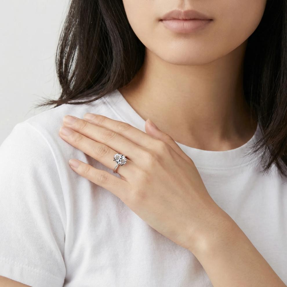 Lab Grown Diamond Oval Solitaire Engagement Ring in 14K White Gold (3 ct.) – Image 5 of 5