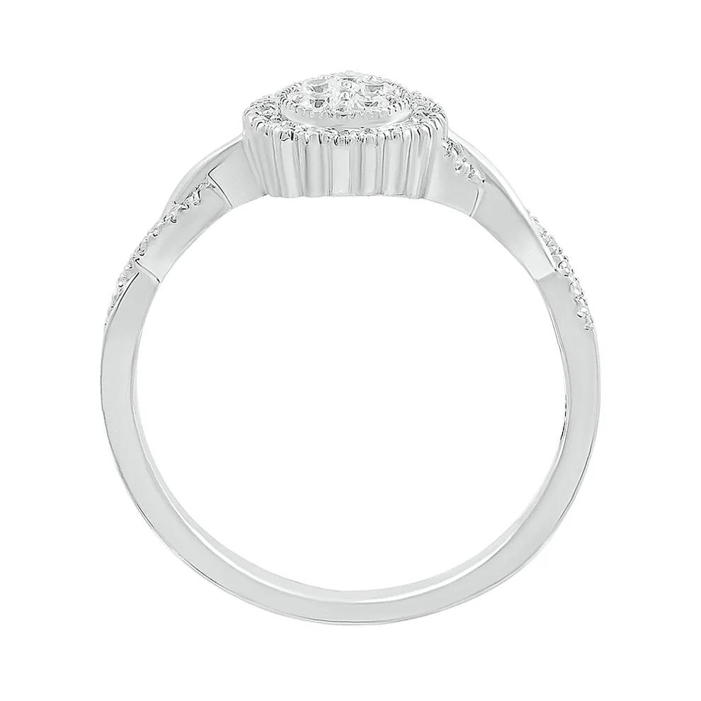 Pear-Shaped Promise Ring with Diamond Twist Band in Sterling Silver (1/4 ct. tw.) – Image 2 of 4
