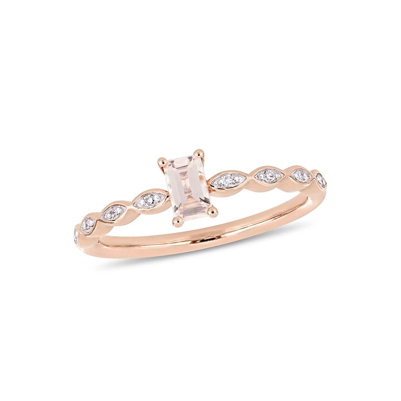Emerald-Cut Morganite Ring in 10K Rose Gold – Image 4 of 5
