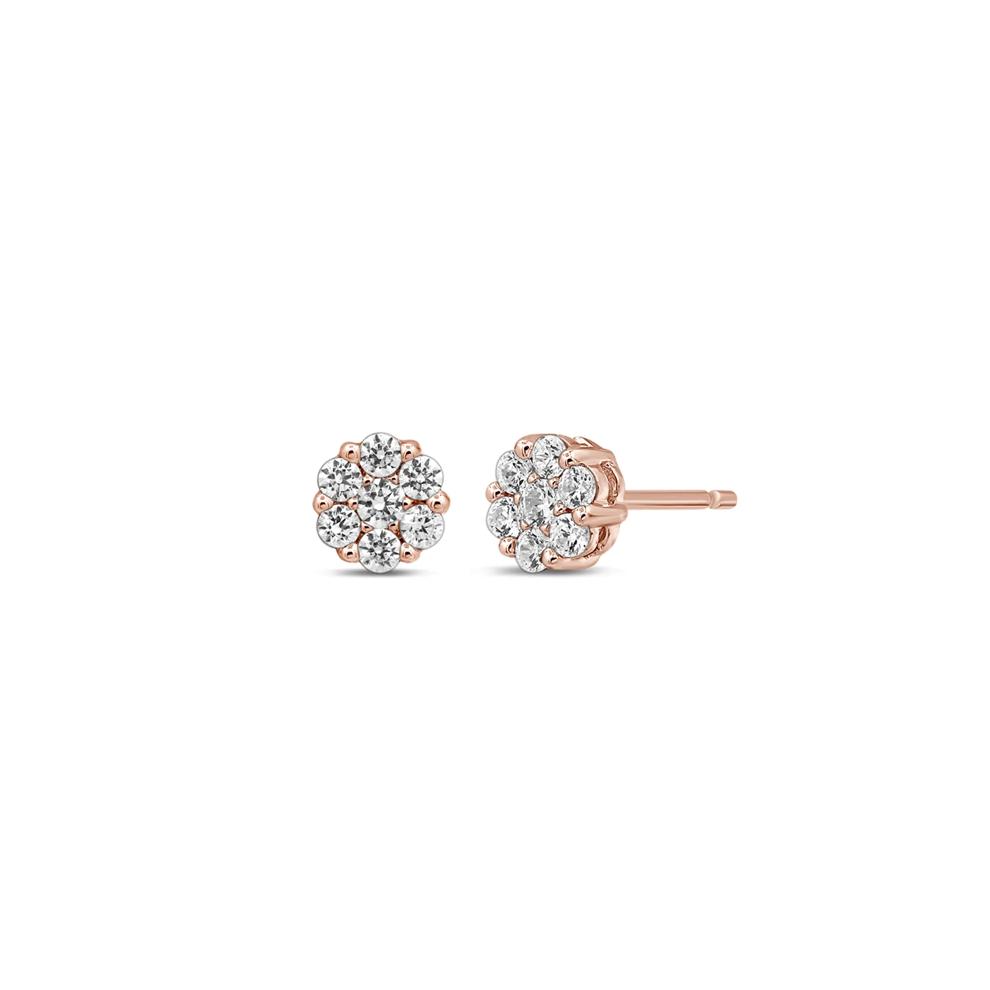 1/2 ct. tw. Diamond Flower Stud Earrings in 10K Rose Gold – Image 1 of 1