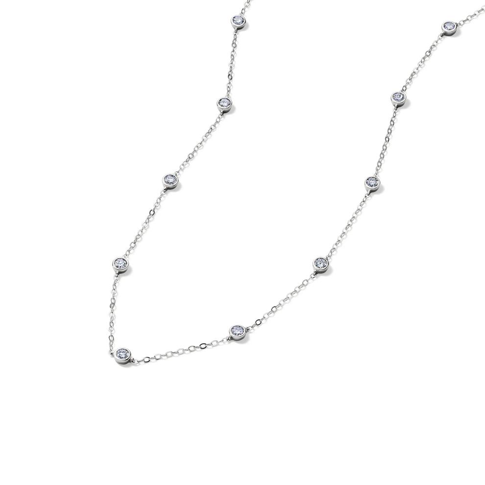 Lab Grown Diamond Bezel Station Necklace in 14K White Gold (1 ct. tw.) – Image 4 of 5