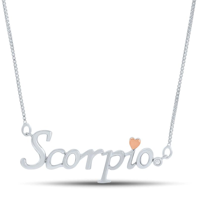 Diamond Accent Scorpio Zodiac Pendant in Sterling Silver and 14K Rose Gold  – Image 1 of 3
