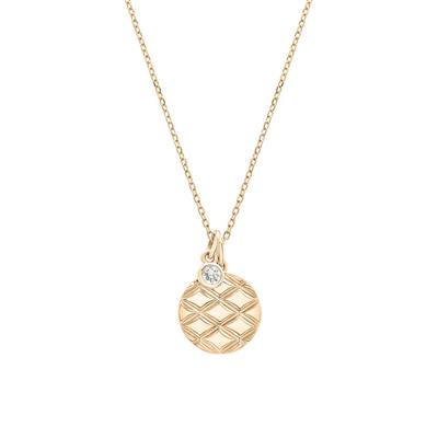 Diamond Accent Quilted Circle Pendant in Vermeil