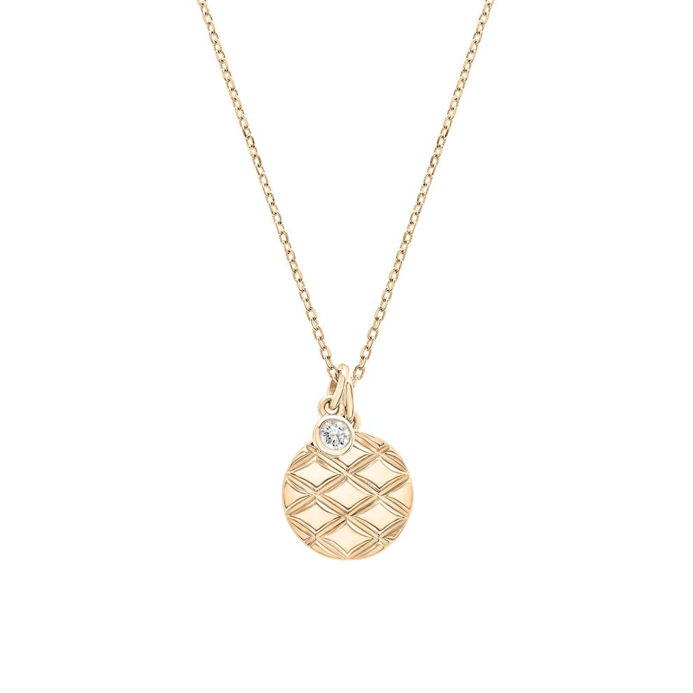 Diamond Accent Quilted Circle Pendant in Vermeil – Image 1 of 7