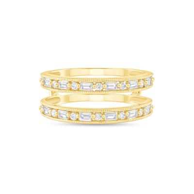 Diamond Round & Baguette Milgrain Insert Ring in 10K Yellow Gold (1/3 ct. tw.)