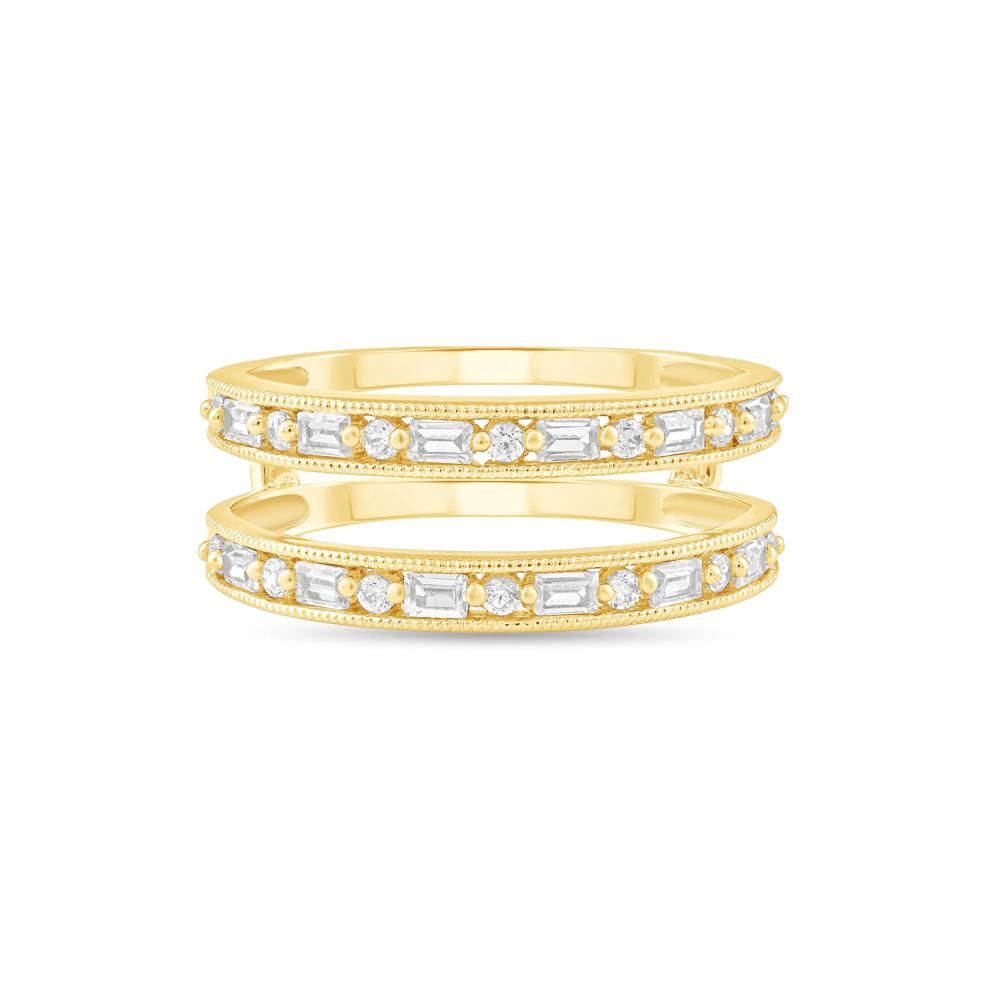 Diamond Round &amp; Baguette Milgrain Insert Ring in 10K Yellow Gold (1/3 ct. tw.) – Image 1 of 4