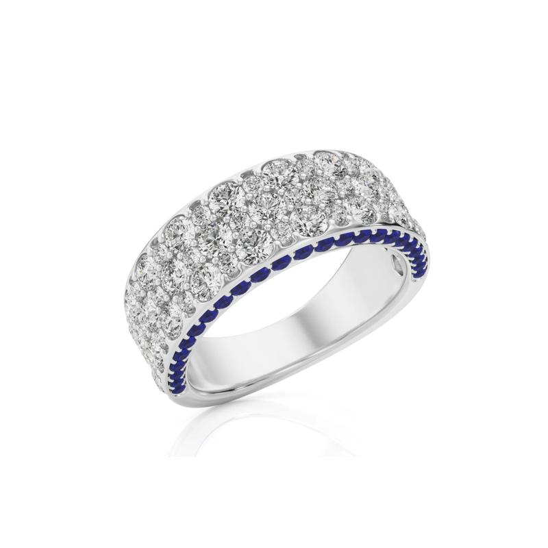 Diamond and Blue Sapphire Anniversary Band in 14K White Gold &#40;2 ct. tw.&#41; – Image 5 of 5