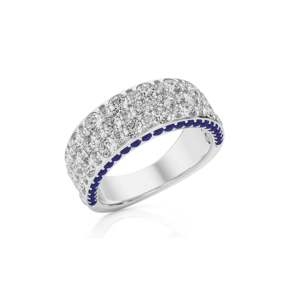 Diamond and Blue Sapphire Anniversary Band in 14K White Gold (2 ct. tw.) – Image 5 of 5
