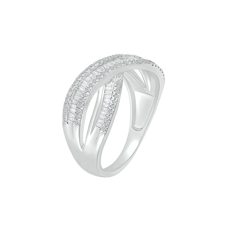Crossover Ring with Baguette Diamonds in 10K White Gold &#40;5/8 ct. tw.&#41; – Image 4 of 4