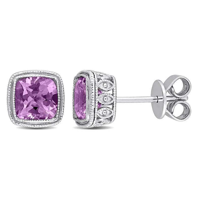 Cushion-shaped Amethyst Earrings in Sterling Silver – Image 1 of 2