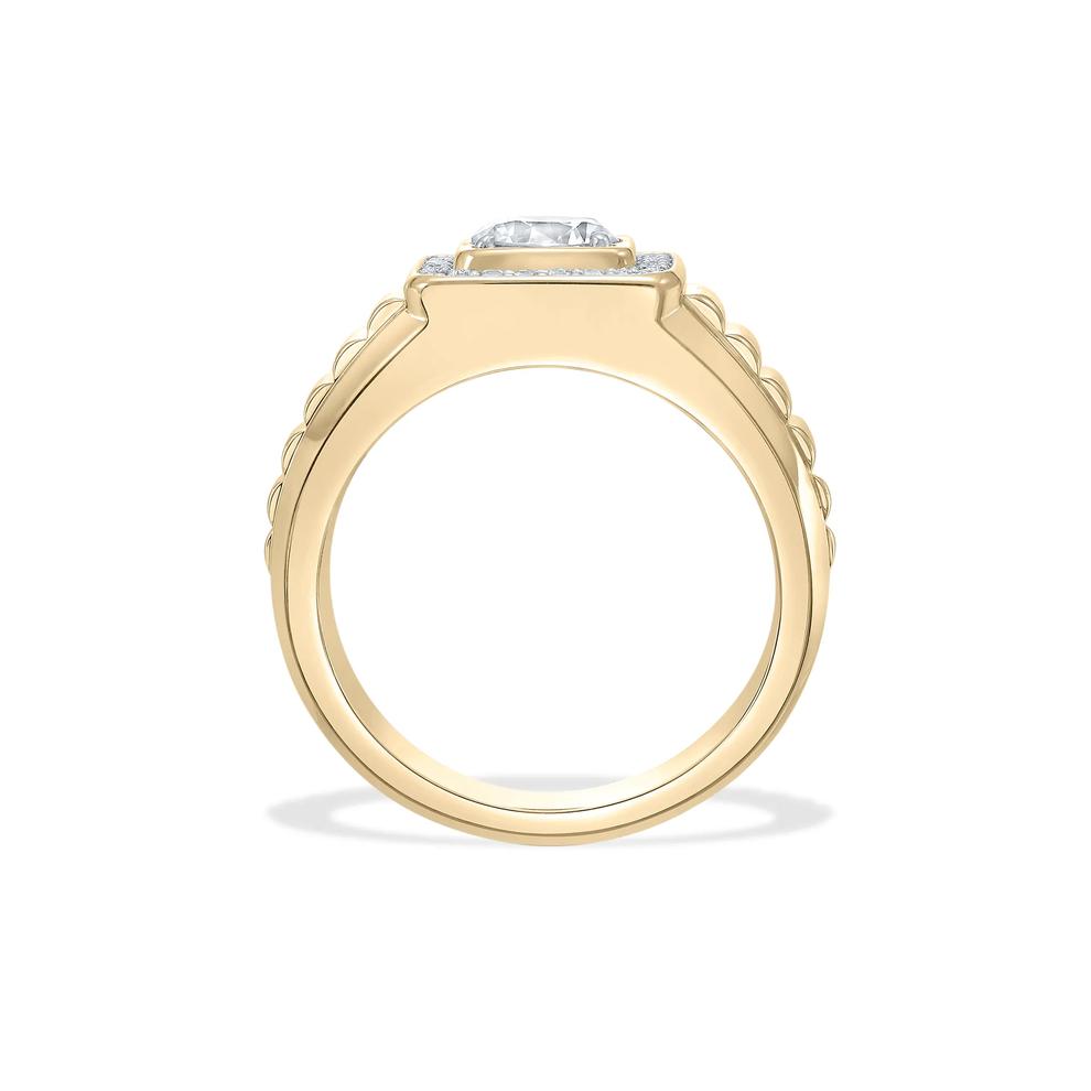 Men's Lab Grown Diamond Round Ring in 10K Yellow Gold (1 1/4 ct. tw.) – Image 4 of 4