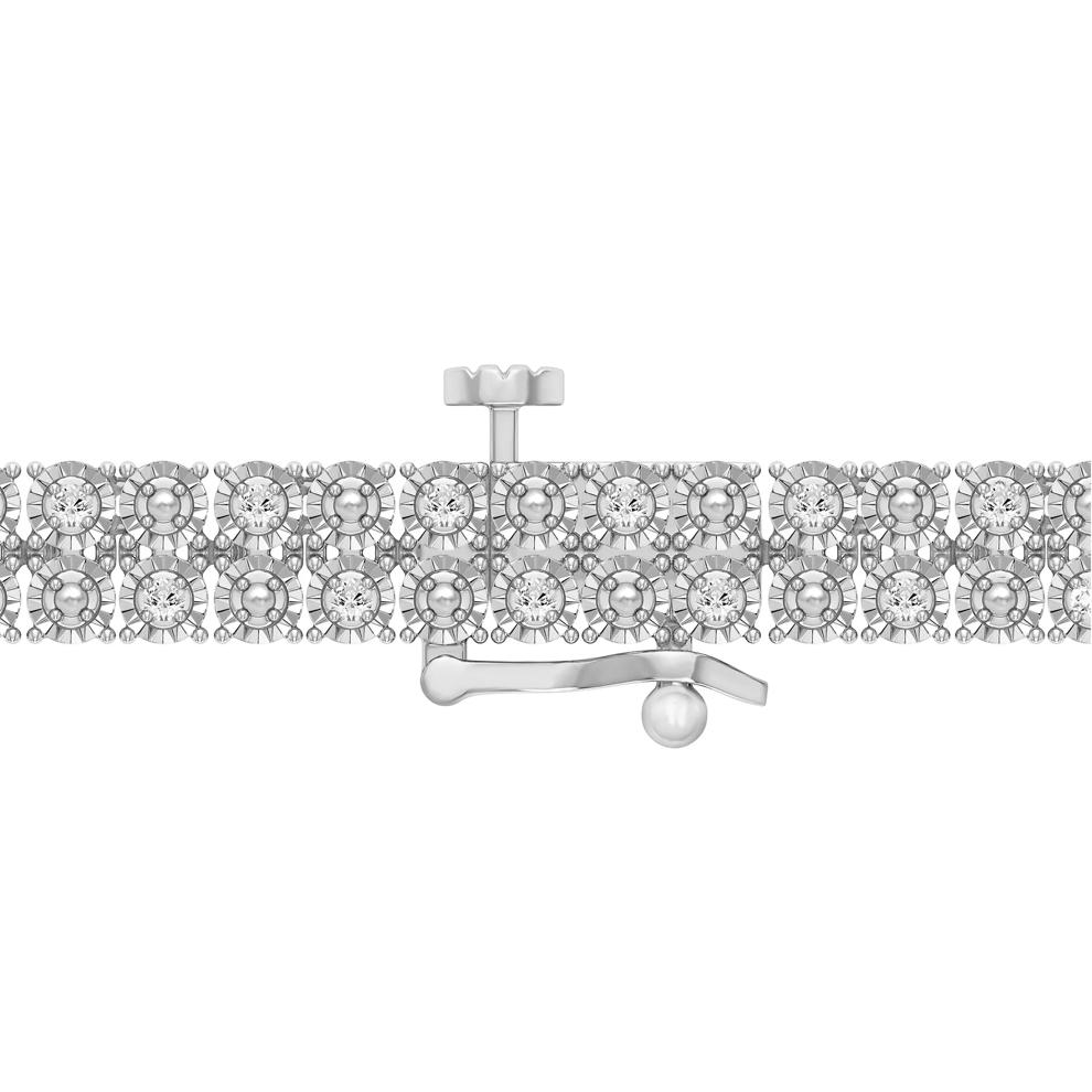 Double Row Diamond Tennis Necklace in Sterling Silver (1 ct. tw.) – Image 4 of 5