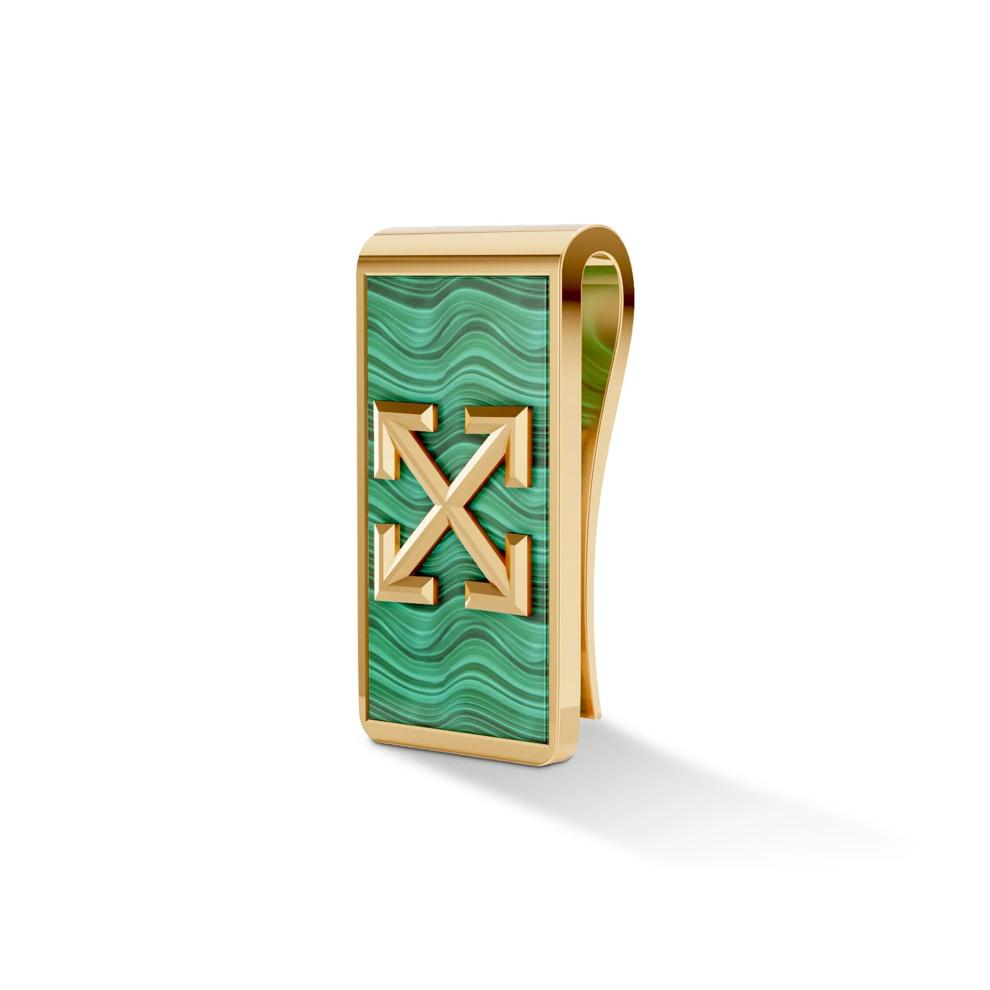 Men's Malachite Arrow Design Money Clip in Vermeil – Image 1 of 2