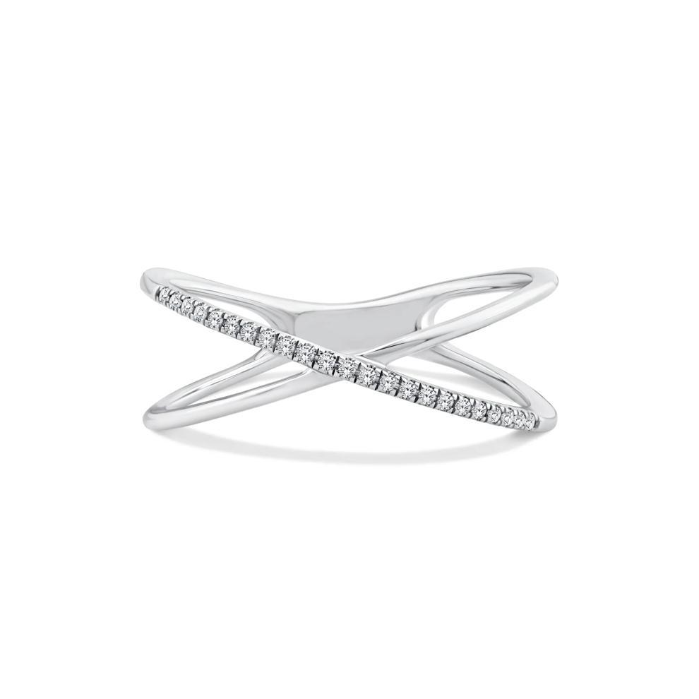 Diamond Accent Crossover Ring in Sterling Silver – Image 1 of 4