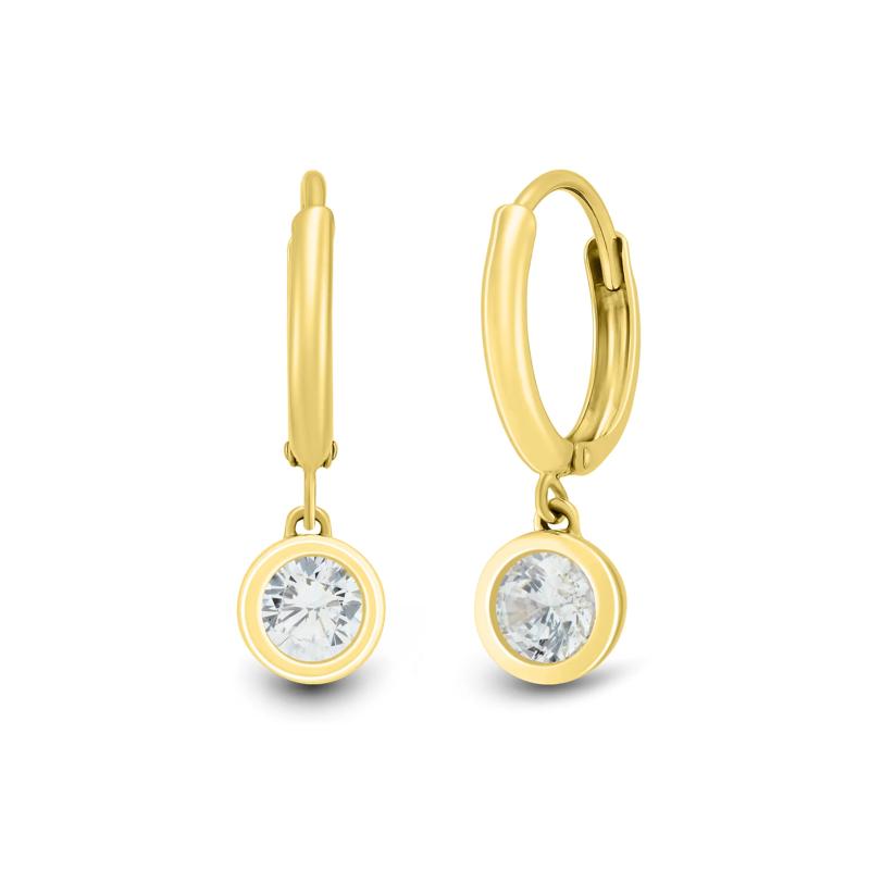 Lab Grown Diamond Bezel-Set Drop Huggies in 14K Yellow Gold &#40;1/2 ct. tw.&#41; – Image 1 of 1