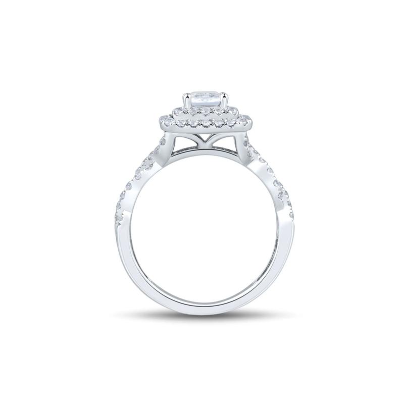 Lab Grown Diamond Emerald-Cut Halo Engagement Ring in 14K White Gold (1 1/2 ct. tw.) – Image 2 of 3