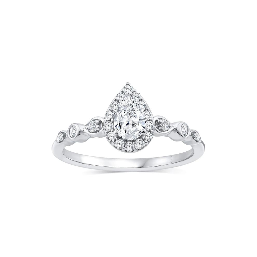 Lab Grown Diamond Pear Promise Ring in 10K White Gold (1/2 ct. tw.) – Image 1 of 3