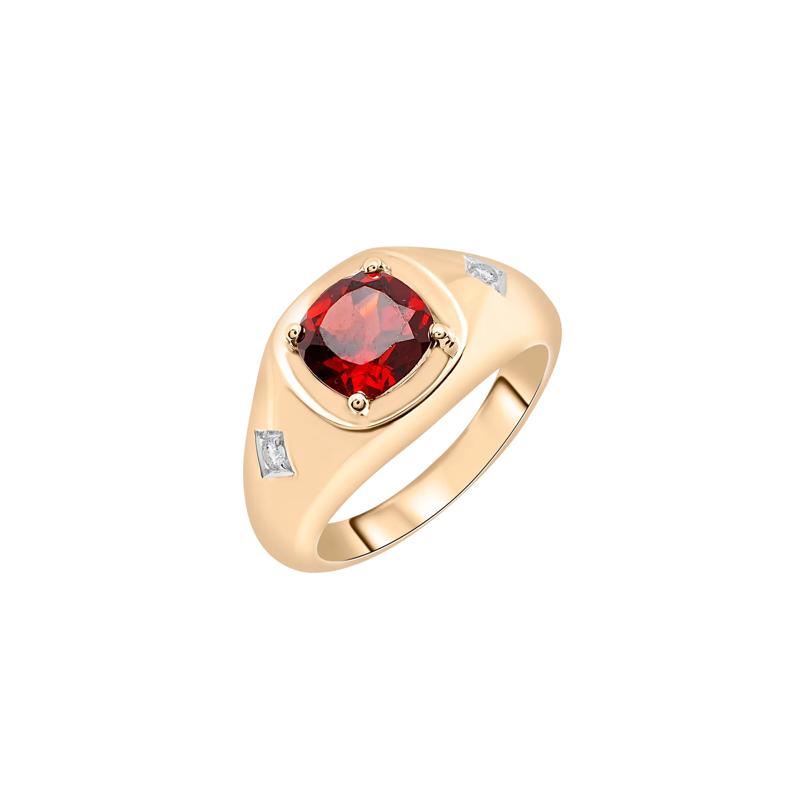 Men&#39;s Garnet and Diamond Accent Starburst Ring in 10K Yellow Gold – Image 5 of 5