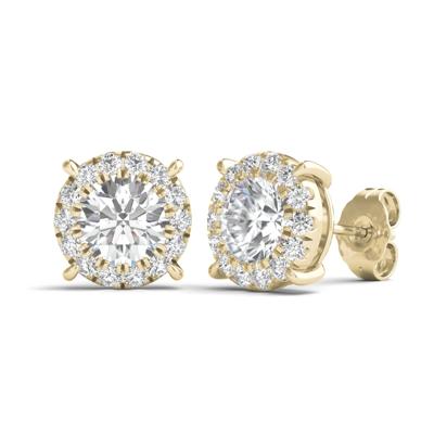 Lab Grown Diamond Round Halo Earrings in 14K Yellow Gold (2 ct. tw.)