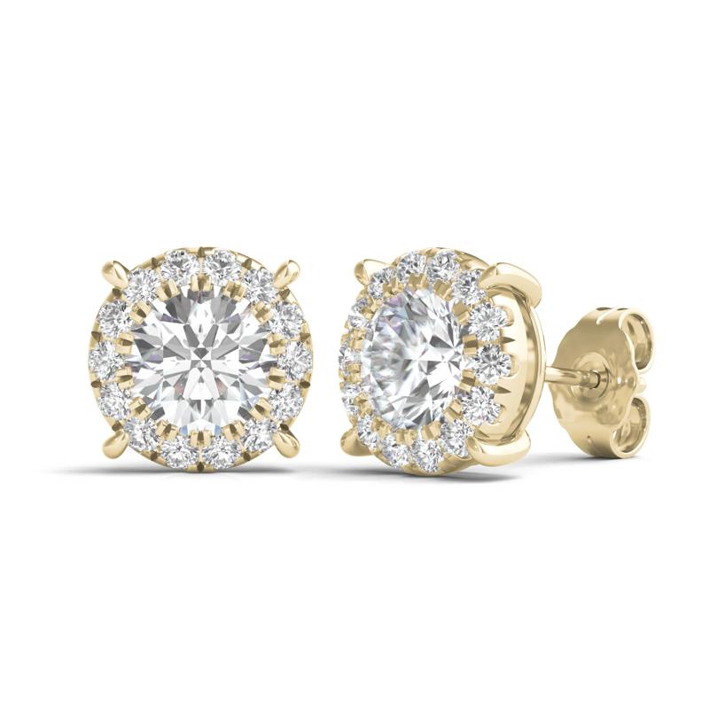 Lab Grown Diamond Round Halo Earrings in 14K Yellow Gold (2 ct. tw.) – Image 1 of 1