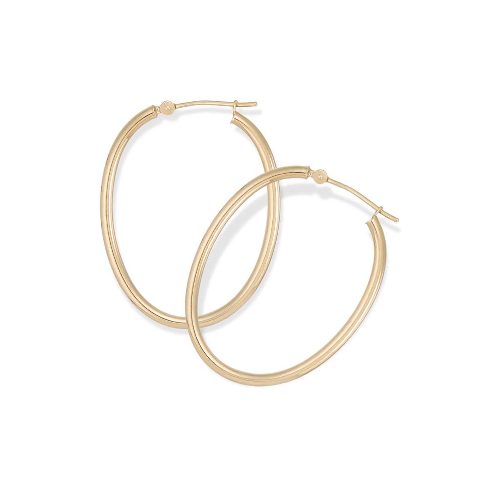 Polished Oval Hoop Earrings in 14K Gold, 30mm – Image 2 of 3