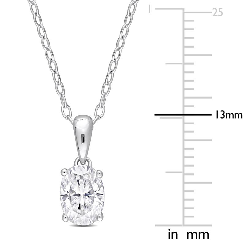 Oval Lab-Created Solitaire Moissanite Pendant in Sterling Silver &#40;1 ct. dew&#41; – Image 4 of 4