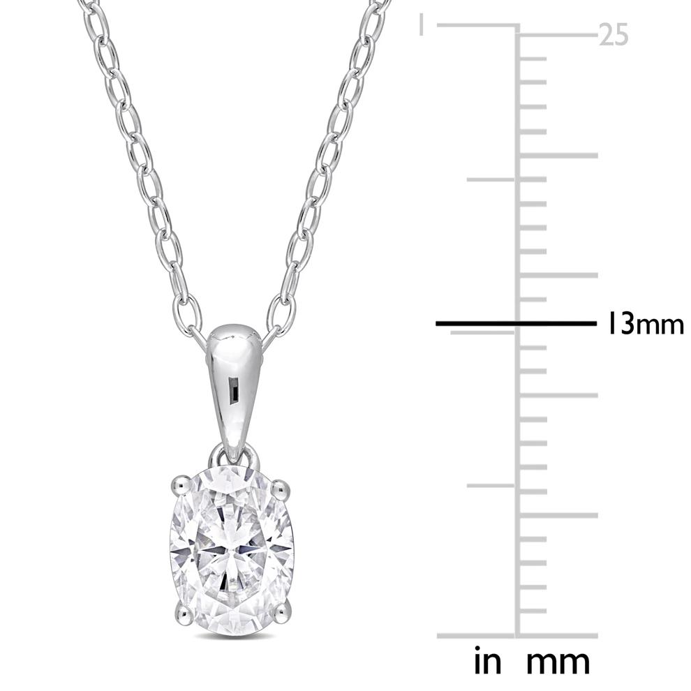 Oval Lab-Created Solitaire Moissanite Pendant in Sterling Silver (1 ct. dew) – Image 4 of 4