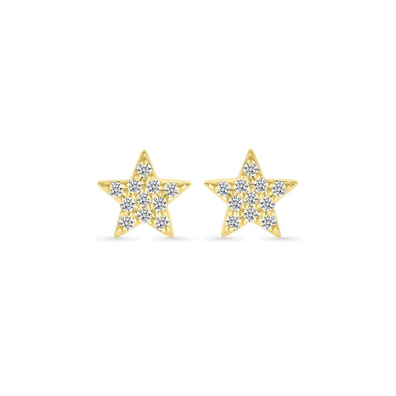 Diamond Star Stud Earrings in 10K Yellow Gold &#40;1/6 ct. tw.&#41; – Image 2 of 3