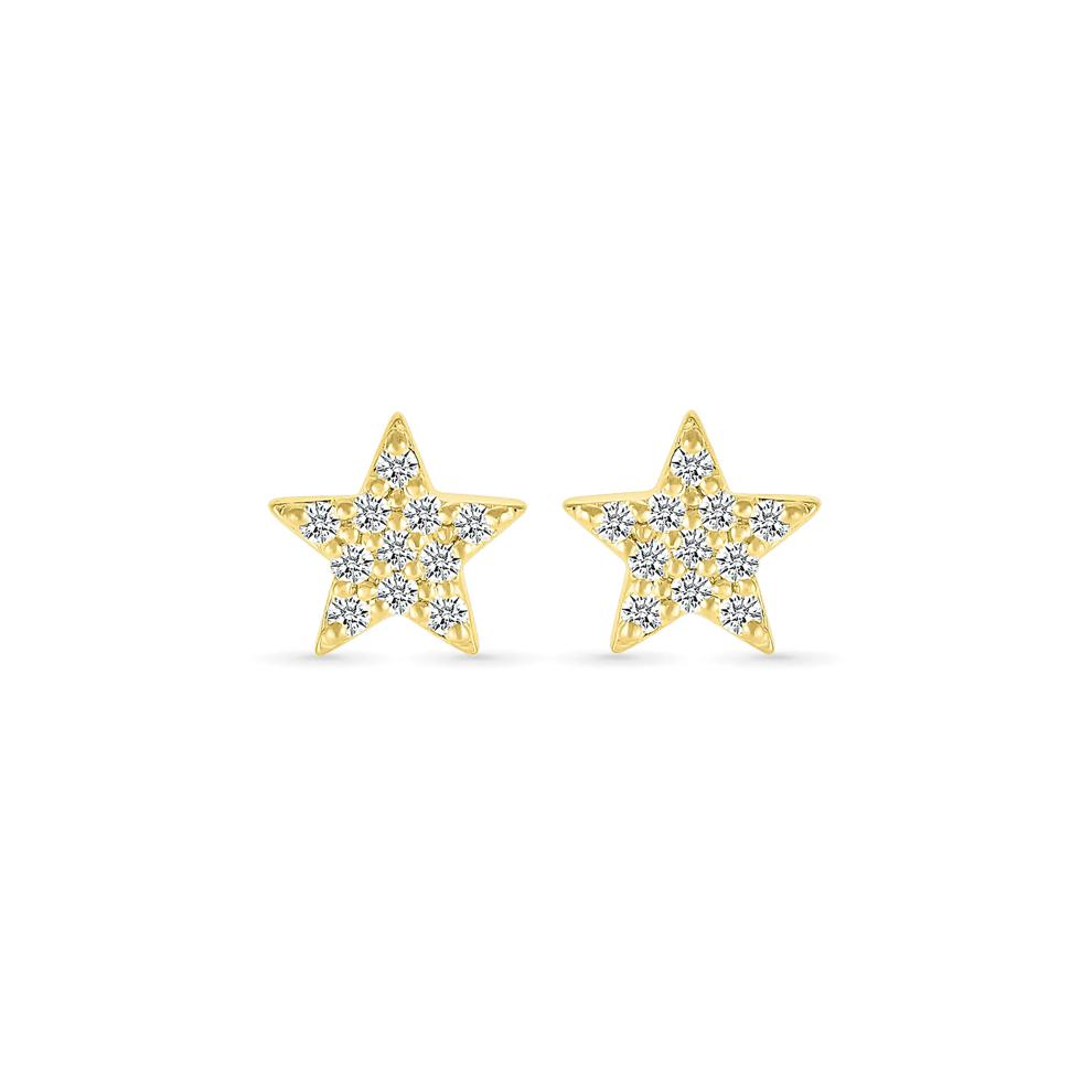 Diamond Star Stud Earrings in 10K Yellow Gold (1/6 ct. tw.) – Image 2 of 3