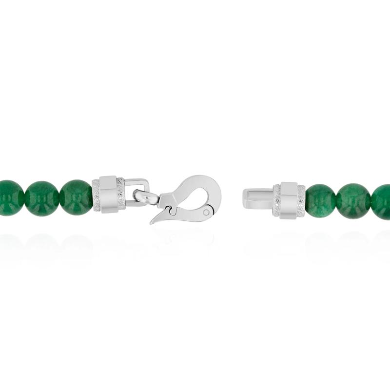 Men&#39;s Jade Bead Bracelet in Stainless Steel – Image 3 of 5