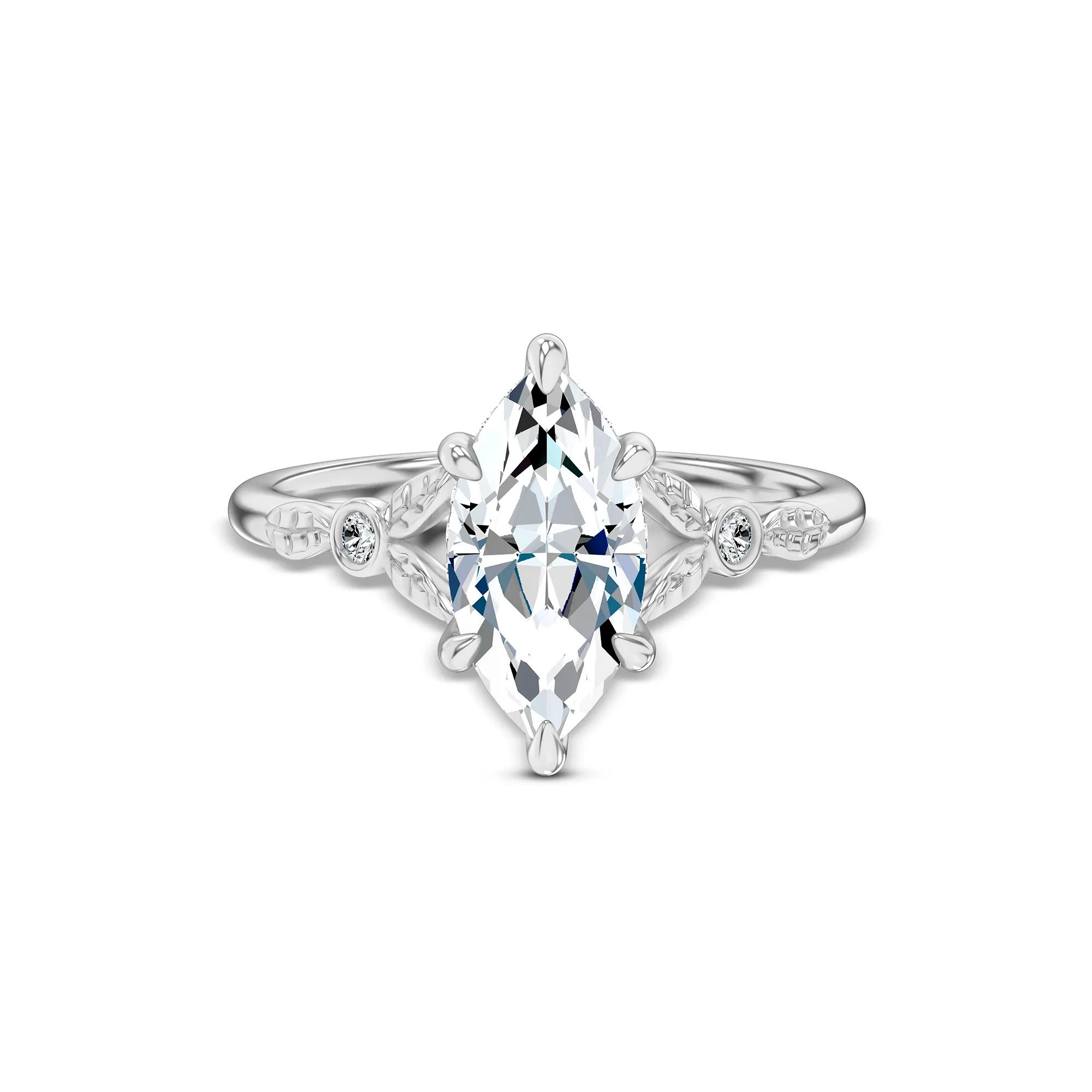 Lab Grown Diamond Marquise Center Etched-Shank Engagement Ring in 14K ...