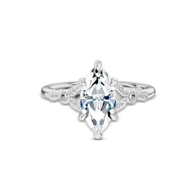 Lab Grown Diamond Marquise Center Etched-Shank Engagement Ring in 14K White Gold (1 5/8 ct. tw.)