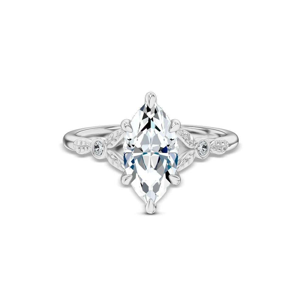 Lab Grown Diamond Marquise Center Etched-Shank Engagement Ring in 14K White Gold (1 5/8 ct. tw.) – Image 1 of 3