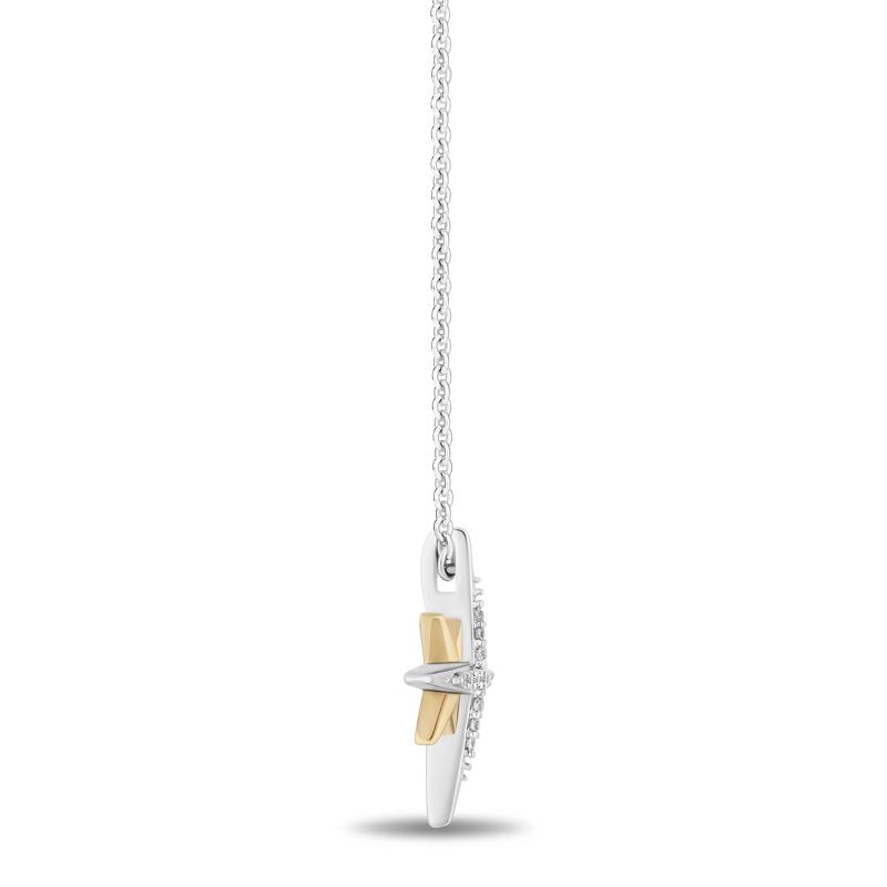Wish Diamond Accent Starburst Pendant in Sterling Silver and 10K Yellow Gold – Image 2 of 3