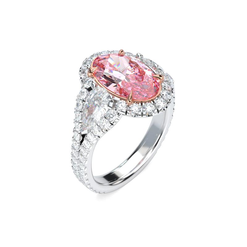 Lab Grown Diamond Pink Oval Engagement Ring in Platinum &amp; 18K Rose Gold (4 3/4 ct. tw.) – Image 5 of 5