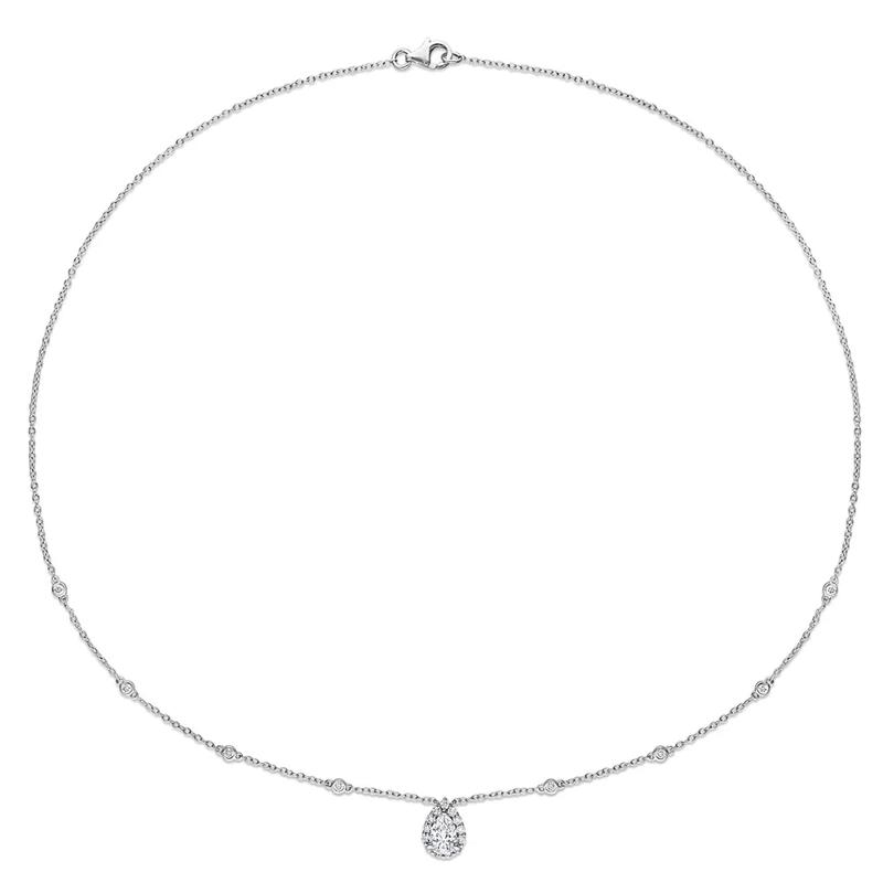 Pear-Shaped Moissanite Pendant with Bezel-Set Diamonds in Sterling Silver &#40;1 1/2 ct. dew&#41; – Image 2 of 4