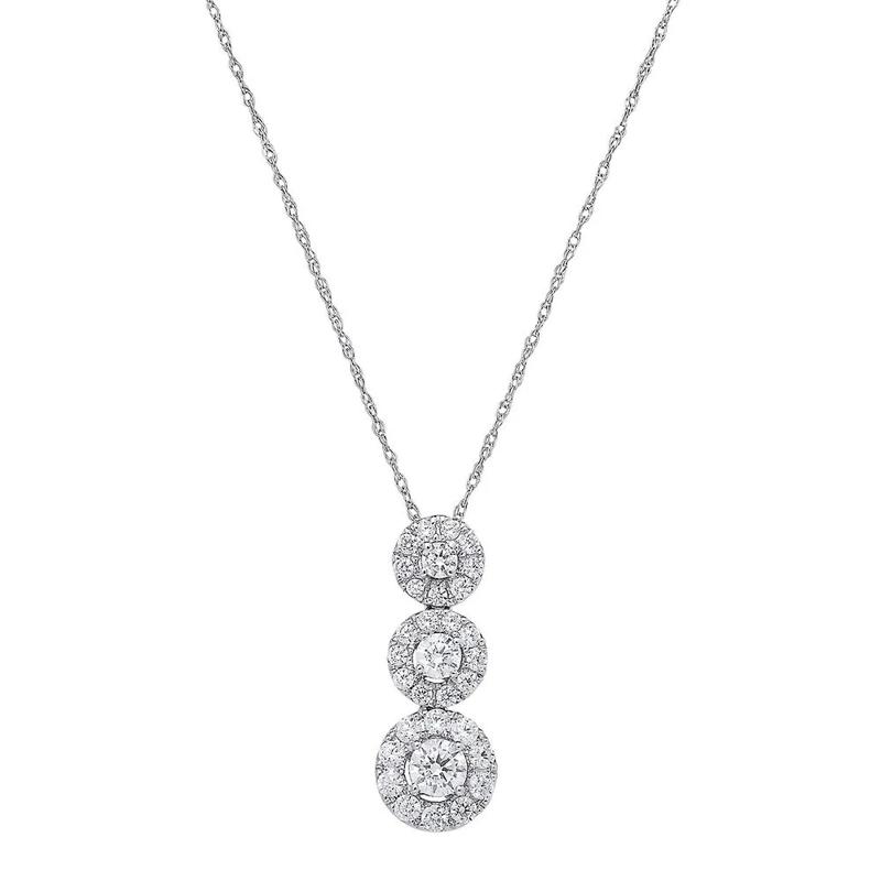 3/4 ct. tw. Lab Grown Diamond Three-Stone Pendant in 14K White Gold – Image 1 of 1